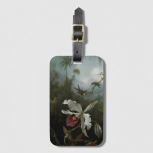 Étiquette À Bagage Colibris et Orchidée blanche de Martin J. Heade