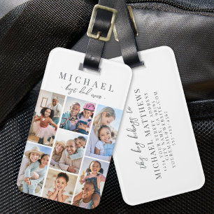 Étiquette À Bagage Collage de photos personnalisé avec nom pour Papa