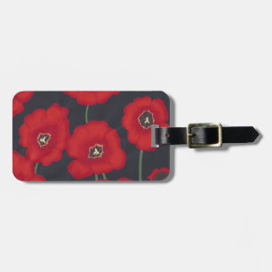 Étiquette À Bagage Collage des Tulipes rouges sur les étiquettes des