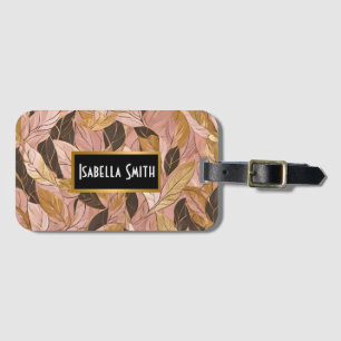 Étiquette À Bagage Collection de Feuilles de Boho Rouge Rose Populair