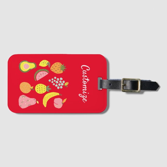 Étiquette À Bagage Collection de fruits assorés Thunder_   CoveAir Fr (Devant Horizontal)