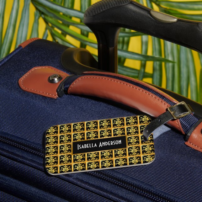 Étiquette À Bagage Collection florale tendance de luxe (Insitu Rectoal 3)