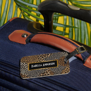 Étiquette À Bagage Collection moderne de luxe blanc léopard élégant