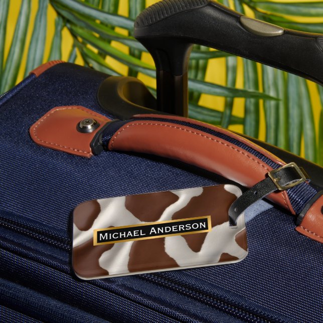 Étiquette À Bagage Collection Tendance Luxe Cuir de Vache Faux (Insitu Rectoal 3)