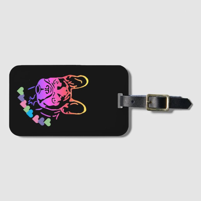 Étiquette À Bagage Collier cardiaque pour bouledogue français (Devant Horizontal)