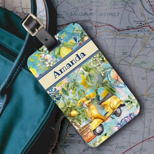 Étiquette À Bagage Collier d'agrumes sicilien bleu chic (Créateur téléchargé)