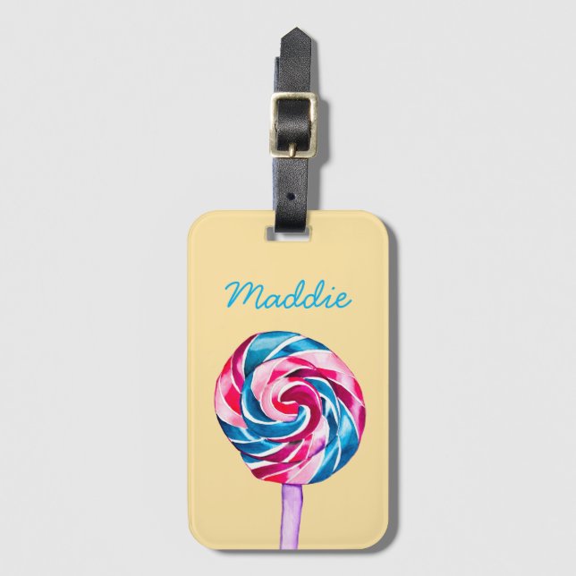 Étiquette À Bagage Collipop eau couleur bonbon art (Devant Vertical)