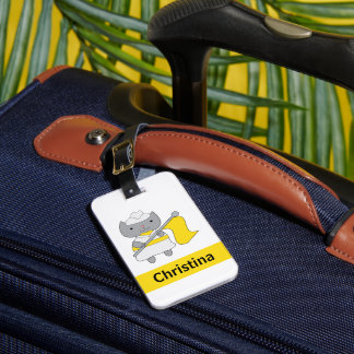 Étiquette À Bagage Color Guard Gris Chat Jaune Blanc Personnaliser
