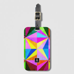 Étiquette À Bagage Coloré Moderne Multi-Coloré Géométrique Monogram