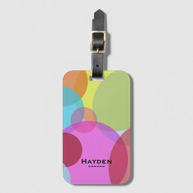 Étiquette À Bagage Colorful Abstract Geometric Circles Personalised (Devant Vertical)