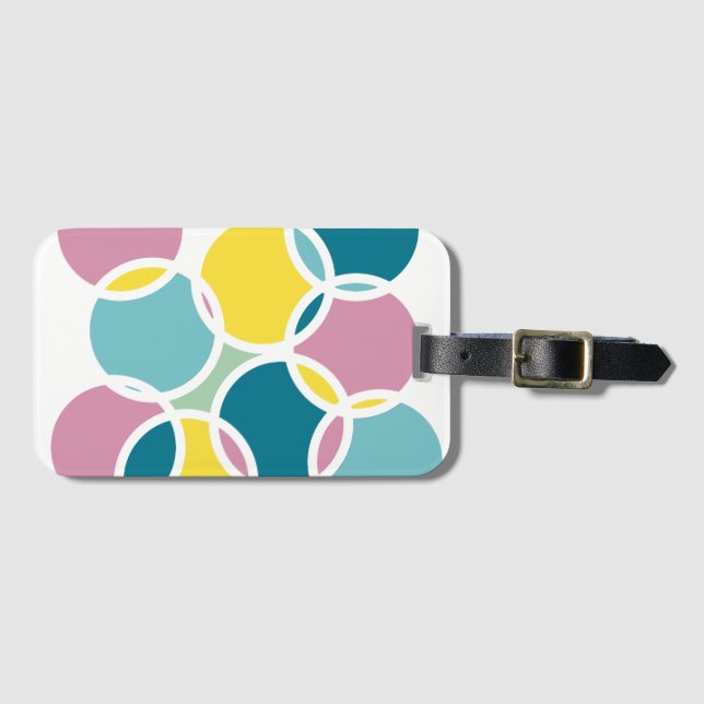 Étiquette À Bagage Colorful Circle Design – Fun Geometric Print (Devant Horizontal)