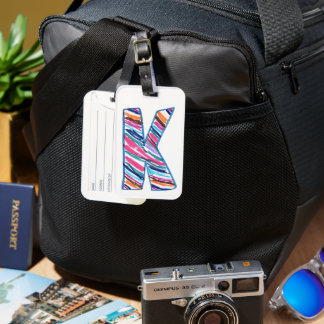 Étiquette À Bagage Colorful Multicolored Letter K as in Kay