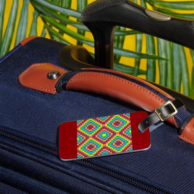 Étiquette À Bagage Colorful Retro Optical Illusion Geometric Rainbow (Créateur téléchargé)