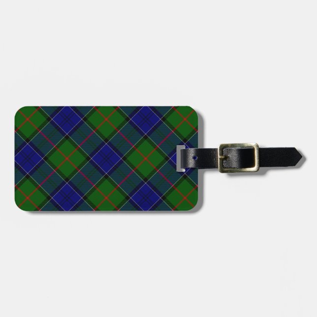 Étiquette À Bagage Colquhoun tartan bleu vert plaid (Devant horizontal)