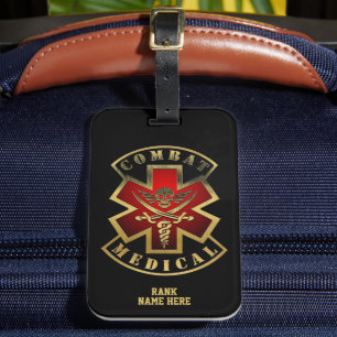 Étiquette À Bagage Combat Médical Crâne et Épées Personnalisable