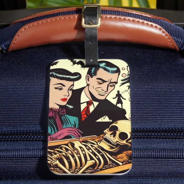Étiquette À Bagage Comics Retro Goth Couple (Insitu Rectoal 2)