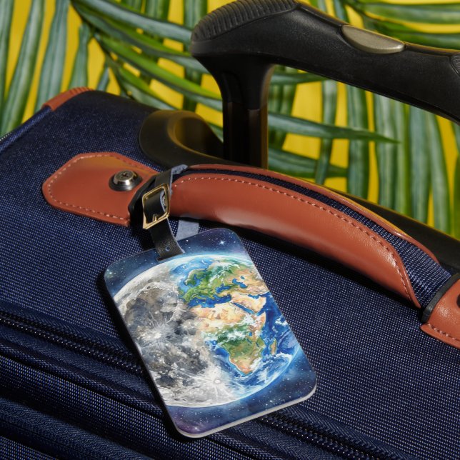Étiquette À Bagage Conception céleste de galaxie à l'aquarelle Terre  (Insitu Rectoal 1)