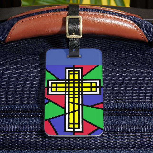 Étiquette À Bagage Conception croix couleur Abstraite (Insitu Rectoal 2)