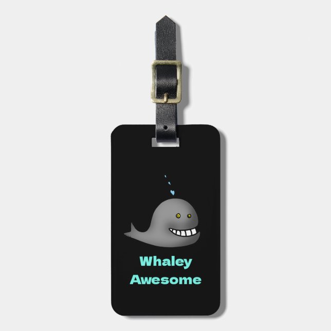 Étiquette À Bagage Conception de baleine drôle et géniale avec un jeu (Devant Vertical)