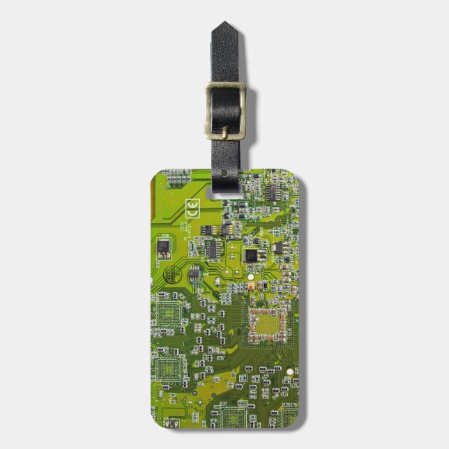 Étiquette À Bagage Conception de carte de circuit imprimé vert clair  (Devant Vertical)
