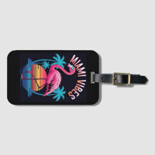 Étiquette À Bagage Conception de flamant rose d'été Miami Vibes-63454