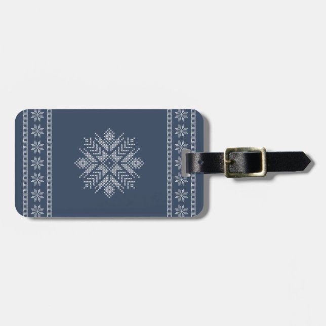 Étiquette À Bagage conception de flocon de neige de la croix de Noël (Devant horizontal)