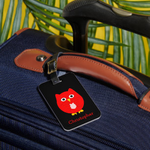 Étiquette À Bagage Conception de hibou rouge personnalisée 