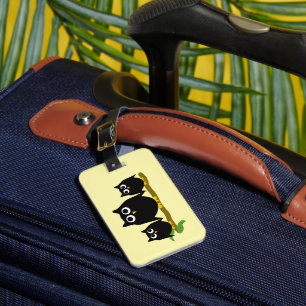 Étiquette À Bagage Conception de hiboux noirs 