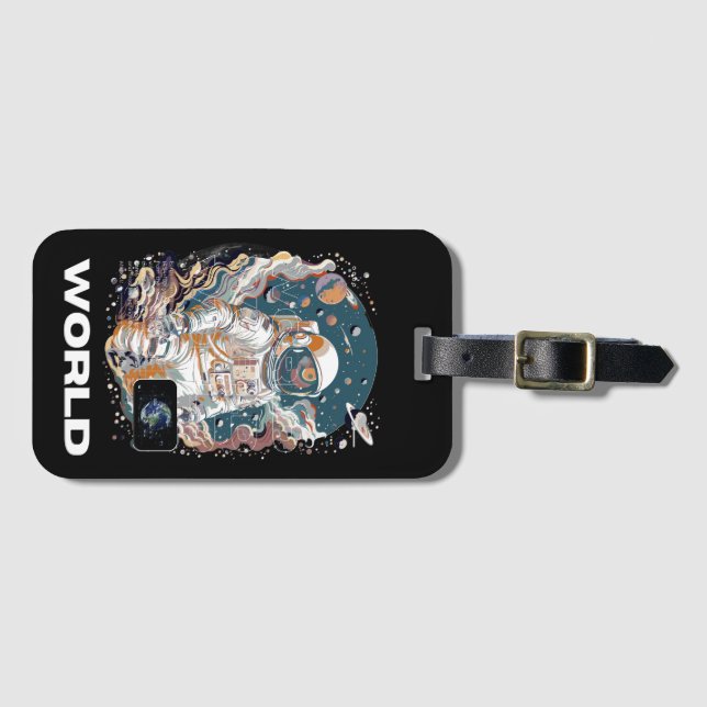 Étiquette À Bagage Conception de l'astronaute mondiale (Devant Horizontal)
