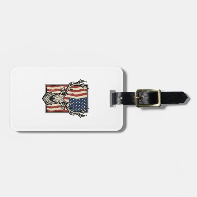 Étiquette À Bagage Conception de maillot de chasse de drapeau américa (Devant horizontal)