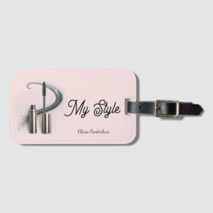 Étiquette À Bagage Conception de mascara métallisé rose glamour