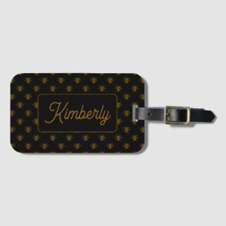 Étiquette À Bagage Conception de monogramme de nom personnalisé Gold 