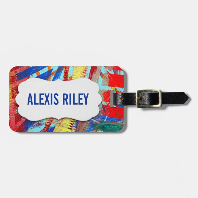 Étiquette À Bagage Conception de peinture abstraite avec étiquette bi (Devant horizontal)