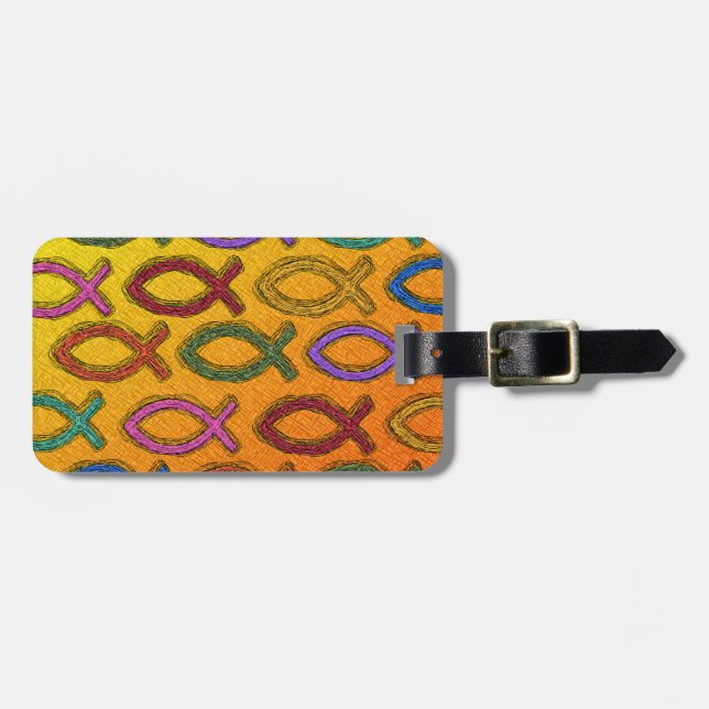 ÉTIQUETTE À BAGAGE CONCEPTION DE POISSONS DE JÉSUS (Devant horizontal)