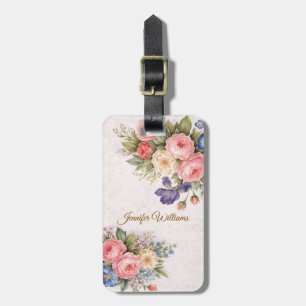 Étiquette À Bagage Conception de rose florale personnalisée vintage r