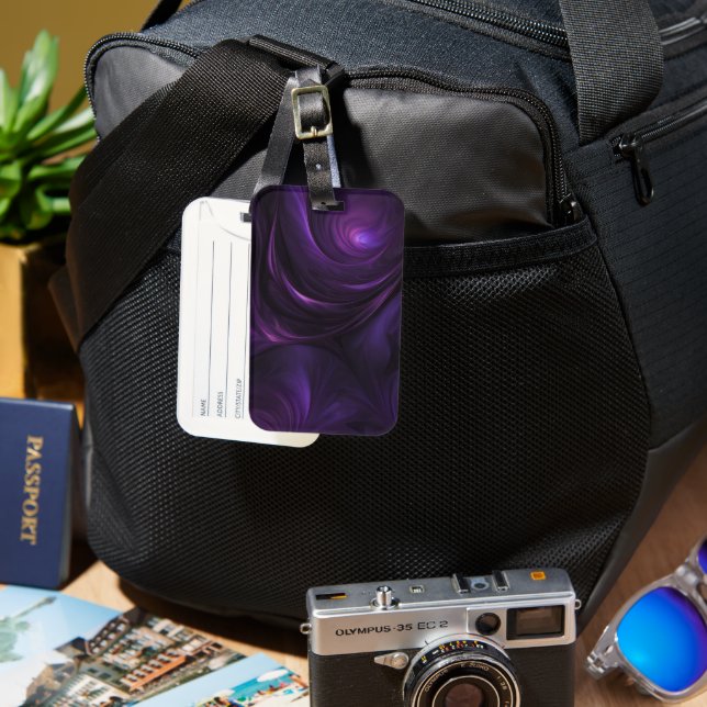 Étiquette À Bagage Conception de torsion violette foncée (Recto & Verso)
