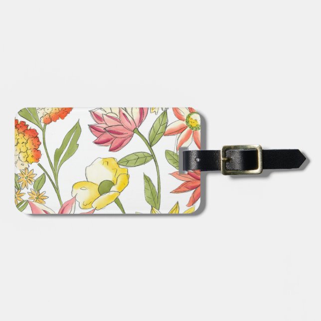 Étiquette À Bagage Conception florale de jardin avec l'arrière - plan (Devant horizontal)