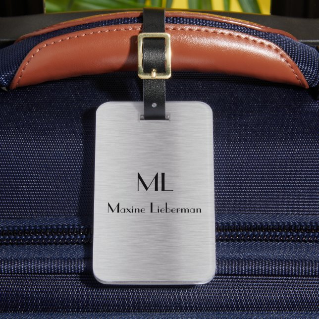 Étiquette À Bagage Conception métallique brossée en argent modifiable (Insitu Rectoal 2)