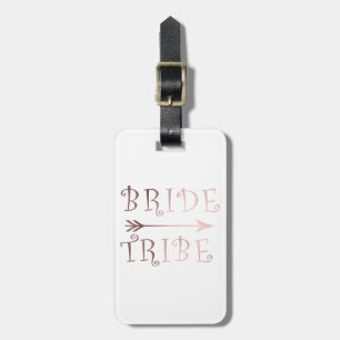 Étiquette À Bagage conception rose de tribu de jeune mariée d'or de