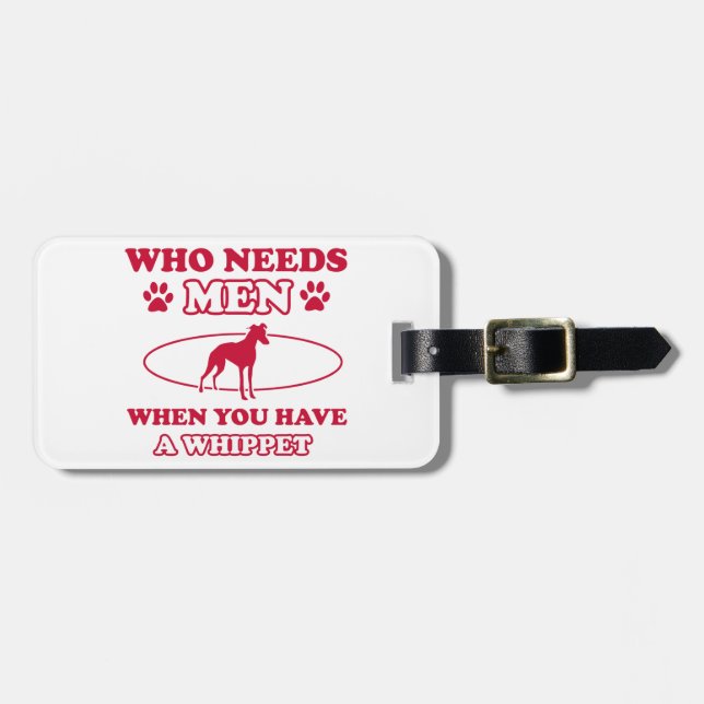 Étiquette À Bagage Conceptions de race de chien de whippet (Devant horizontal)