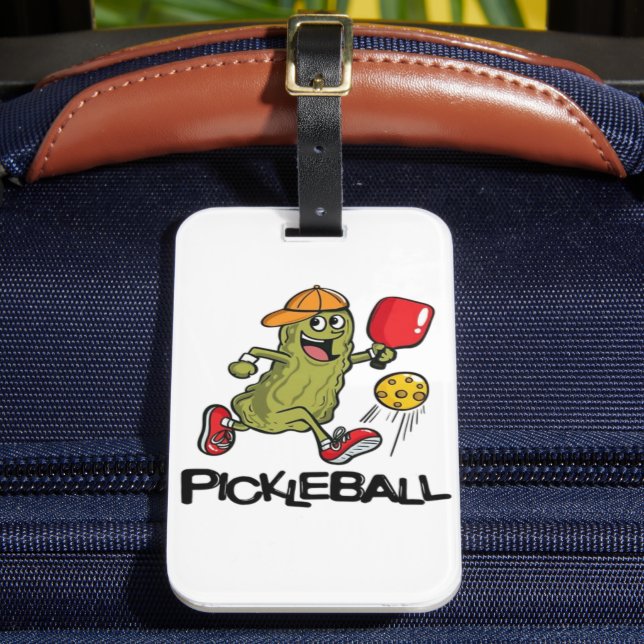 Étiquette À Bagage Concombre Drôle Jouant Pickleball  (Insitu Rectoal 2)