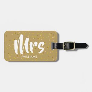 Étiquette À Bagage Confetti de poussière d'or personnalisée Mme.