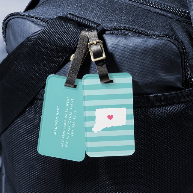Étiquette À Bagage Connecticut Heart | État d'origine (Créateur téléchargé)