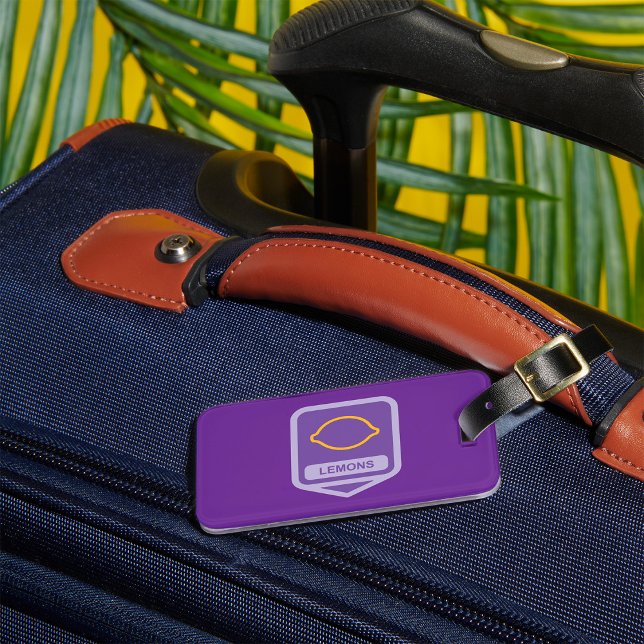 Étiquette À Bagage Contour de citron violet et jaune (Créateur téléchargé)