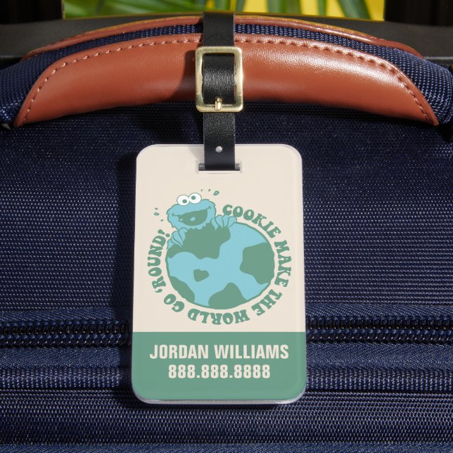 Étiquette À Bagage Cookie Monster | Ajouter Votre Nom (Insitu Rectoal 2)