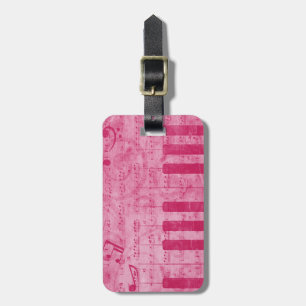 Étiquette À Bagage Cool antique grunge, effet piano notes musicales