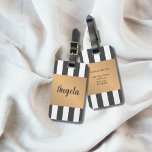 Étiquette À Bagage Cool Faux Gris Or Gris Blancs<br><div class="desc">Marque cool élégante personnalisable avec rayures blanches grises / Bande dorée Faux. Vous pouvez y ajouter votre nom,  votre nom et votre adresse.</div>