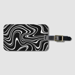 Étiquette À Bagage Cool noir et blanc Motif de bande ondulée