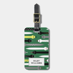 Étiquette À Bagage Cool Snake Motif Dark Green - Ajouter Votre Nom