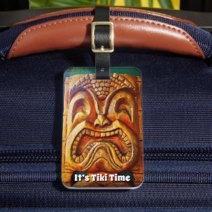 Étiquette À Bagage Cool Vintage Hawaii Tiki Time Face Fun Typographie